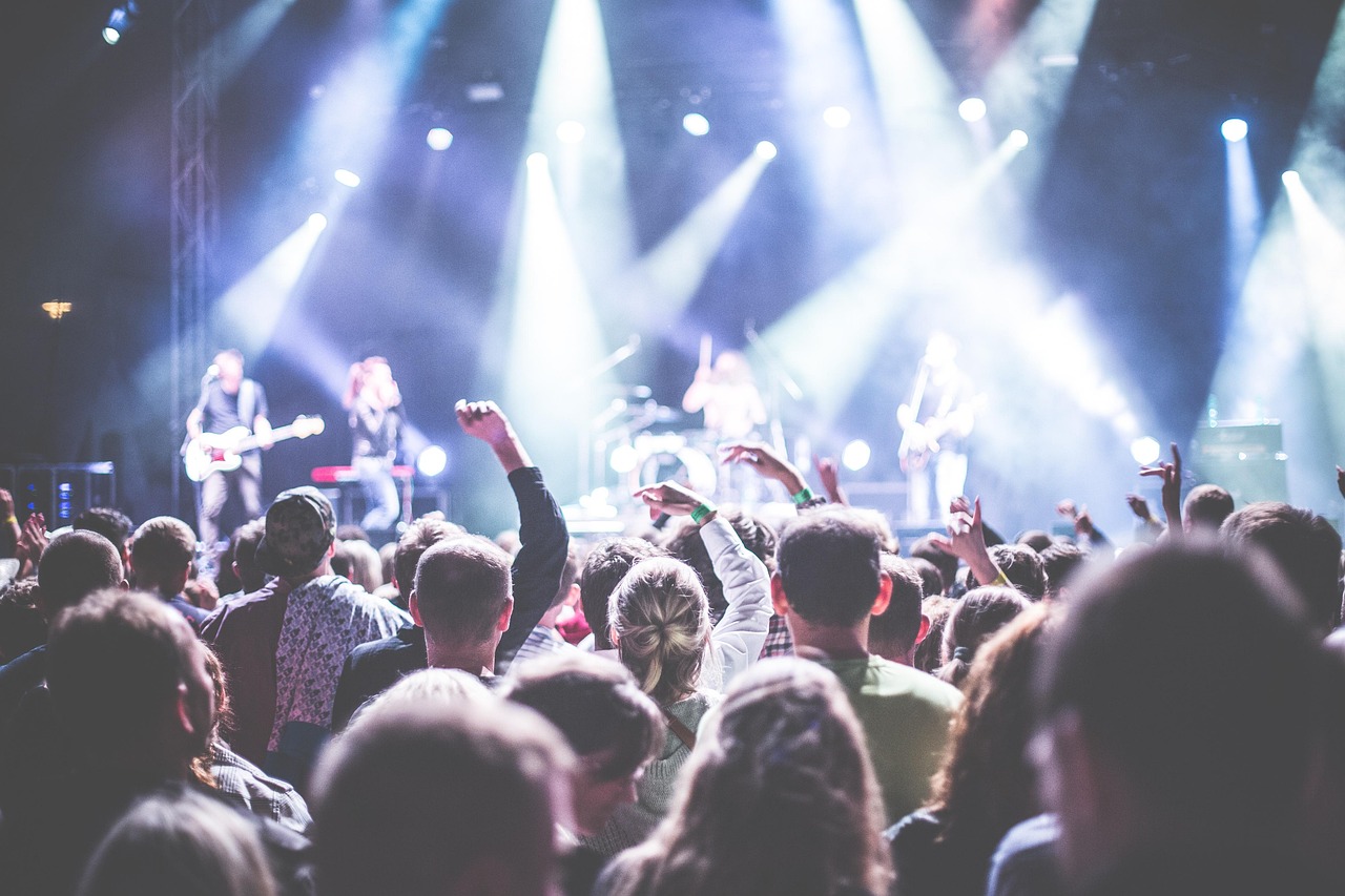 Concert crowd facing the band